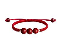XAGMODSHN Bracciale da coppia in corda Bracciale con perline singole contenuto cinabri da donna/catene da polso con tre perline Bracciale cinese fortunato con tre vite insieme
