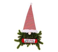 XAGMODSHN Cappello a righe di Natale nano gancio della porta con senza volto e fiore decorazione di festa per la porta dell'albero