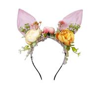 XAGMODSHN Cerchietto per capelli con grandi orecchie da coniglio, fiore e motivo anime, per bambini e ragazzi