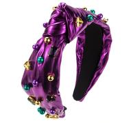 XAGMODSHN Cerchietto per capelli con perle colorate con teschio alto fascia per capelli irlandese festival elegante decorazione per capelli corona alta copricapo festa festa fascia per capelli