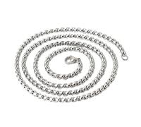 XAGMODSHN Collana a catena con perle quadrate hip hop per uomo moderna robusta in acciaio inossidabile gioielli alla moda catena accessorio, as described, Acciaio al titanio