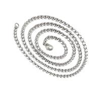 XAGMODSHN Collana a catena con perle quadrate hip hop per uomo moderna robusta in acciaio inossidabile gioielli alla moda catena accessorio, as described, Acciaio al titanio