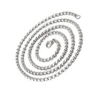 XAGMODSHN Collana a catena con perle quadrate hip hop per uomo moderna robusta in acciaio inossidabile gioielli alla moda catena accessorio, as described, Acciaio al titanio