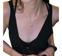 XAGMODSHN Collana con ciondolo incrociato in argento minimalista, alla moda, regolabile, semplice ed elegante, gioiello per donne e uomini, 38+5cm, Acciaio al titanio