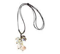 XAGMODSHN Collana fatta a mano in ceramica con foglia design unico gioielli portatili con catena regolabile per donne alla moda abbigliamento casual, 50-60cm (size can be pulled out), Corda + plastica