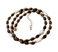 XAGMODSHN Collana lunga fatta a mano con perle e perline per il collo con perline e pietre naturali, unisex, accessorio per collana lunga