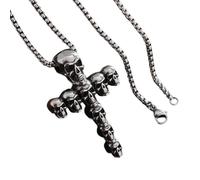 XAGMODSHN Collana vintage con teschio gotico con catena regolabile, gioiello unico per uomini e donne, perimeter： 51cm-60cm, Metallo