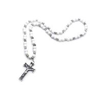 XAGMODSHN Collane rosario con perline di legno cattolico con ciondolo a croce per donne uomini gioielli fascino cristiano regalo religioso