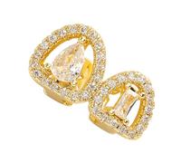 XAGMODSHN Copri denti a forma di cuore placcato in rame regolabile, accessorio decorativo per gli amanti degli stili di strada che indossano griglie a forma di cuore cavo, Misura unica, come descritto