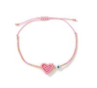 XAGMODSHN Delicato Braccialetto Intrecciato a Mano Che combina Design del Cuore d ' Amore e l ' Occhio Mistico del malocchio Bracciale con Perline Multicolori Bracciale con Ciondolo Intrecciato