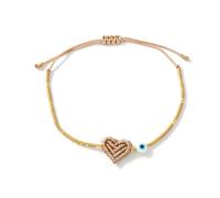 XAGMODSHN Delicato Braccialetto Intrecciato a Mano Che combina Design del Cuore d ' Amore e l ' Occhio Mistico del malocchio Bracciale con Perline Multicolori Bracciale con Ciondolo Intrecciato