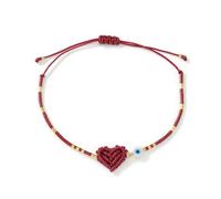 XAGMODSHN Delicato Braccialetto Intrecciato a Mano Che combina Design del Cuore d ' Amore e l ' Occhio Mistico del malocchio Bracciale con Perline Multicolori Bracciale con Ciondolo Intrecciato