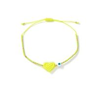 XAGMODSHN Delicato Braccialetto Intrecciato a Mano Che combina Design del Cuore d ' Amore e l ' Occhio Mistico del malocchio Bracciale con Perline Multicolori Bracciale con Ciondolo Intrecciato