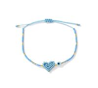 XAGMODSHN Delicato Braccialetto Intrecciato a Mano Che combina Design del Cuore d ' Amore e l ' Occhio Mistico del malocchio Bracciale con Perline Multicolori Bracciale con Ciondolo Intrecciato