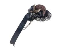 XAGMODSHN Elegante cappello a cilindro con catena con fiocco, cappello Fedora, clip per capelli, per feste in maschera, travestimenti, copricapo marrone