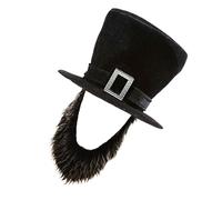 XAGMODSHN Elegante cappello da pirata con barba staccabile accessorio per feste di Halloween adatto per adulti 55-60 cm testa cappello a cilindro da gentiluomo con barba