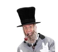 XAGMODSHN Elegante cappello da pirata con barba staccabile accessorio per feste di Halloween adatto per adulti 55-60 cm testa cappello a cilindro da gentiluomo con barba