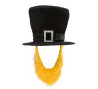 XAGMODSHN Elegante cappello da pirata con barba staccabile accessorio per feste di Halloween adatto per adulti 55-60 cm testa cappello a cilindro da gentiluomo con barba
