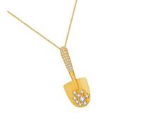 XAGMODSHN Elegante collana con pala d'amore con accento di diamanti, stile dolce, robusta decorazione in lega per donne alla moda, Pendants:1.35*3.3cm, Metallo