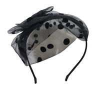 XAGMODSHN Elegante fascia per capelli con teschio alto in rete papillon francese punteggiato Hairhoop femminile Teaparty copre i capelli formale ornamento per capelli