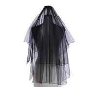 XAGMODSHN Elegante velo in tulle nero per feste di Halloween, comodo velo da sposa per tutte le età