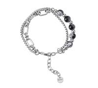 XAGMODSHN Gioielli hip hop alla moda a doppio strato perline in acciaio inox texture moda polso regalo per uomini e donne hip hop