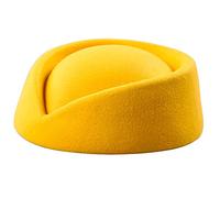 XAGMODSHN Hostess Cappello Assistente di Volo Air Hostess Cosplay Costume Live-streaming Spettacolo teatrale Proprietà Edificio Cappelli francesi per le donne, Giallo, Taglia unica