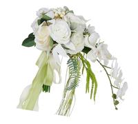 XAGMODSHN Lussuosi fiori fatti a mano in seta come fiori fatti a mano con rose finte bianche e calla per una decorazione elegante
