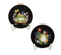 XAGMODSHN Nature Frogs Set da ricamo Materiali da cucito Tessuto e guida per Guida al ricamo creativo