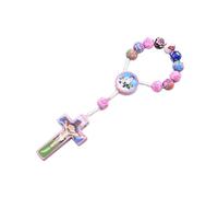 XAGMODSHN Perline di preghiera in argilla morbida per bambini crocifisso perline braccialetto con ciondolo chiesa cristiana braccialetto unisex ornamento