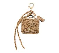 XAGMODSHN Portachiavi in lega di zinco con ciondolo a forma di stella con fiocco e stampa leopardata, accessorio elegante per borse o chiavi, Borsa Marrone Chiaro, Taglia unica