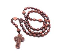 XAGMODSHN Rosario in legno naturale collana cattolica croce ciondolo collane cristiano religioso souvenir regalo per uomini donne gioielli