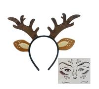 XAGMODSHN Set di fasce per capelli con renna festiva, include adesivi decorativi, panno comodo per bambini e adulti, eventi di Natale, corna di Natale, set di adesivi per capelli