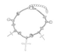 XAGMODSHN Sun Moon Bracciale con diamanti elegante in acciaio inox regolabile braccialetto a catena per donne gioielli, 16＋4cm, Acciaio al titanio