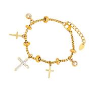 XAGMODSHN Sun Moon Bracciale con diamanti elegante in acciaio inox regolabile braccialetto a catena per donne gioielli, 16＋4cm, Acciaio al titanio
