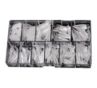 XAGMODSHN Unghie finte lunghe in acrilico trasparente, a forma di mandorla/tacco a spillo, 500 pezzi, unghie artificiali complete con custodia