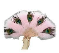 XAGMODSHN Ventaglio a mano piegato piuma fatta a mano danza sposa decorazioni per matrimoni spettacoli puntelli per feste ornamenti per la stanza piuma moda pieghevole flapper mano, H, Taglia unica
