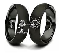 XAHH Coppia di anelli con corona di Spiderman, per lui e lei, catturati dal tuo amore per sempre insieme, anello in acciaio inox, per anniversario, promessa di matrimonio, fede nuziale, 8 UK, Acciaio
