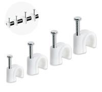 Xahpower 400 Pezzi Fermacavi Muro, Fermacavi Rotondi Bianchi con Chiodi, Fermacavo per Ethernet, USB, Rete, Telefonici, 4mm/6mm/8mm/10mm