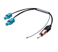 Xahpower Adattatore Antenna Autoradio con Amplificatore, Adattatore Antenna Convertitore da Doppio Fakra a Presa DIN per ricevitore autoradio FM AM, Unità Principale GPS - 36 cm