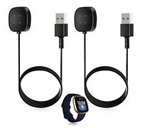 Xahpower Caricabatterie per Fitbit Versa 3, 2 Pezzi Cavo Caricatore USB Compatibile con Versa 3 / Versa 4 / Sense/Sense 2, 100CM Ricambio Cavo Magnetico di Ricarica Caricabatteria