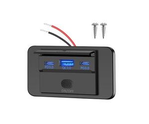 Xahpower Presa USB 12v per Camper, Caricatore Auto Doppia Porta PD3.0 C 30W e QC3.0 18W con Interruttore ON/OFF, Pannello di Alimentazione per Marina, Caravan, Camion, Bus
