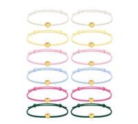 XALFST 12 braccialetti dell’amicizia intrecciati, 6 colori, regolabili per bambine, per amiche e compleanni, design resistente che evita che si aggroviglino durante gli scambi