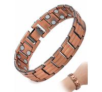 XALFST Bracciale Uomo in Rame Puro, Magneti Calibrati e Fissi, Chiusura a Farfalla Sicura, Lunghezza Regolabile per Comfort Ergonomico alla Pelle Durante Il Giorno (1 pz)