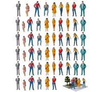 XALFST Set 40 Miniature 1:50, Figurine Dipinte Colorate e Pose Multiple, Altezza 2cm Ideali per Diorama e Modellini Ferroviari, Pronte all'Uso per Ambientazioni Realistiche
