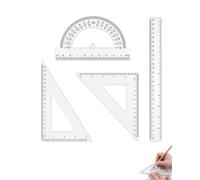 XALFST Set di Geometria 4 Pezzi, Righello, Goniometro e Squadre in Plastica Resistente, Kit Completo con Strumenti di Misura Precisione, Ideale per Studenti e Scuola Primaria e Secondaria