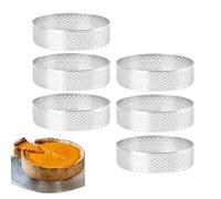 Xanewza Set di 6 Anello Microforato Crostata, 8cm Rotondo Stampo Crostata Microforato in Acciaio Inox 430, Anello Traforato per Crostate Pasticceria Mini Torte Mini Pizze Muffin (Rotondo)