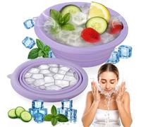 XANGNIER Ciotola per il ghiaccio con vassoio per ghiaccio integrato, ciotola pieghevole in silicone per il bagno del viso per terapia del raffreddore, rassodamento della pelle e sollievo dall'acne