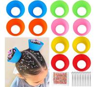 XANGNIER Kit di accessori per capelli per ragazze, donne, bambini, 12 fodere per cupcake, accessori per capelli decorativi per Crazy Hair Day, con 12 fermagli per capelli e granuli decorativi in