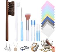 XANGNIER Kit per la pulizia dei gioielli, 16 pezzi, set di pennelli per la pulizia dei gioielli, panno per la pulizia, spazzola per lucidatura, pennello grande e piccolo, aghi e spazzola per fessure